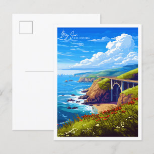 Big Sur Kalifornien USA Vintage-Reiseillustration Postkarte