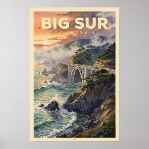 Big Sur Kalifornien Vintage Reise Poster