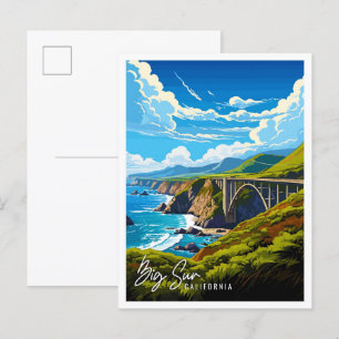 Big Sur Kalifornien Vintage-Reiseillustration Postkarte