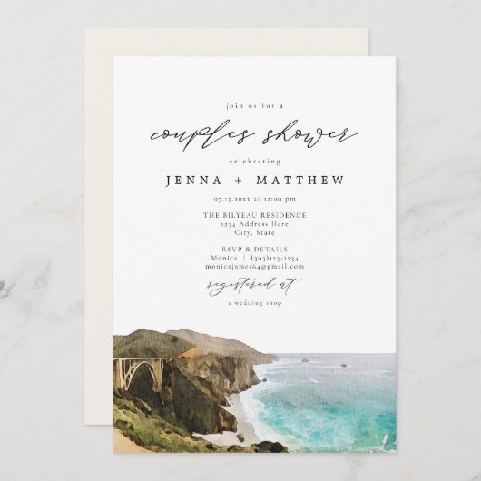 BIG SUR Küste Kalifornien Paare Dusche Einladung (Vorne/Hinten)