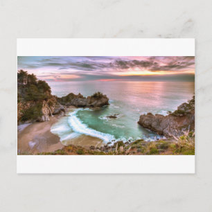 Big Sur Wasserfall Sunset Postkarte