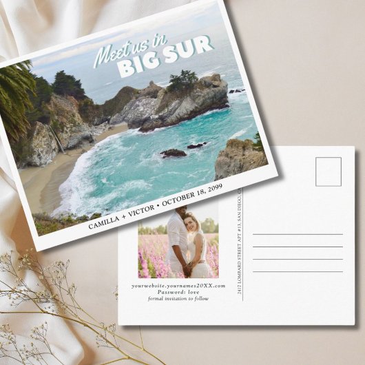 Big Sur Wedding McWay Save the Date Postcard Postkarte