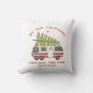 Big Sur Weihnachtsbaumfarm Vintage-RV-Camper Kissen