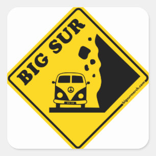 Big Sur Yellow Bus Quadratischer Aufkleber