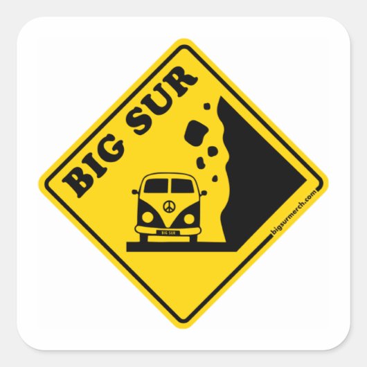 Big Sur Yellow Bus Square Sticker (Vorderseite)
