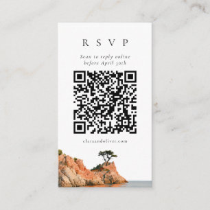 Big Sur Zypressen Küste Aquarell QR Code RSVP Kart Begleitkarte