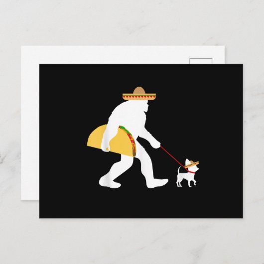 Big tacero sombrero chihuahua dog bigfoot cinco postkarte (Vorne/Hinten)