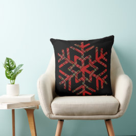 Big Tartan Snowflake auf schwarzer oder weißer Sei Kissen