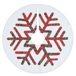 Big Tartan Snowflake Rot und Weiß Polyester Weihnachtsbaumdecke