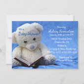 Big Teddy Bären Reads Bucht Boy Dusche Einladung (Vorderseite)