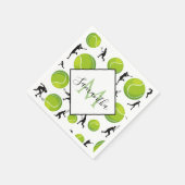 Big Tennis Balls & Player Silhouetten Sportlicher  Serviette (Ecke)