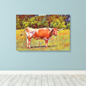 Big Texas Longhorn Kuh Leinwand Drucken (Insitu (Holzboden))