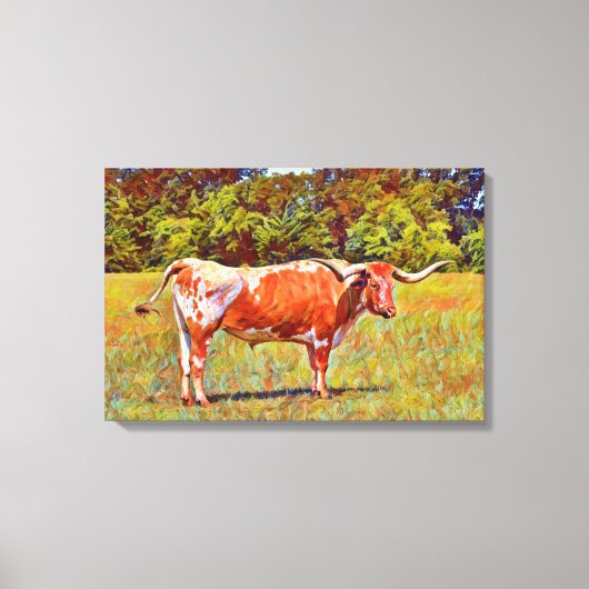 Big Texas Longhorn Kuh Leinwand Drucken (Vorderseite)