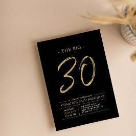 Big Thirty | Gold & Black 30th Birthday Party Einladung