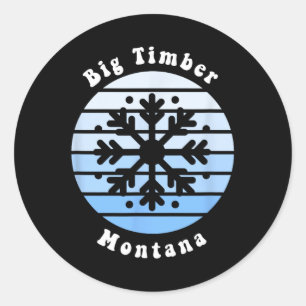 Big Timber Montana Snowflake Weihnachts-Winter Sou Runder Aufkleber