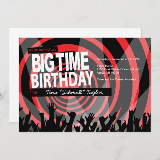 Big Time Birthday Lights Einladung (Vorne/Hinten)