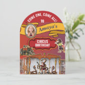 Big Top Circus Birthday Party Einladung (Stehend Vorderseite)