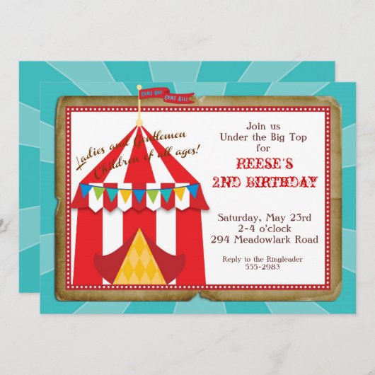 Big Top Circus Einladung (Vorne/Hinten)