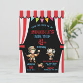 Big Top Circus Geburtstagseinladung Einladung (Stehend Vorderseite)