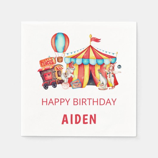 Big Top Circus Happy Geburtstag Serviette (Vorderseite)