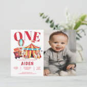 Big Top Circus Karneval 1. Foto Geburtstag Einladung (Stehend Vorderseite)