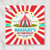 Big Top Circus Karneval 1. Geburtstag Geschenkanhänger (Vorderseite)