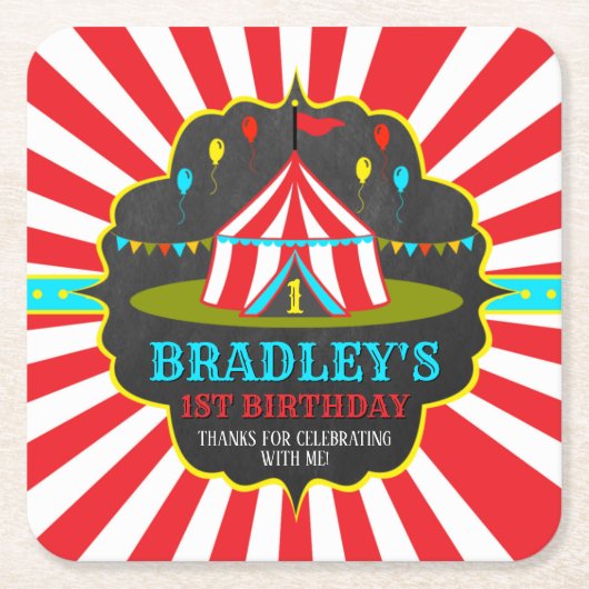 Big Top Circus Karneval Chalkboard 1 Rechteckiger Pappuntersetzer (Vorderseite)