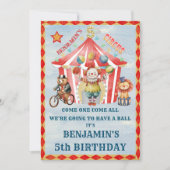 Big Top Circus Karneval Fünfter Geburtstag Einladung (Vorderseite)