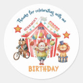 Big Top Circus Karneval Fünfter Geburtstag Runder Aufkleber (Vorderseite)
