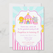 Big Top Circus Karneval Geburtstag in Rosa Einladung (Vorderseite)