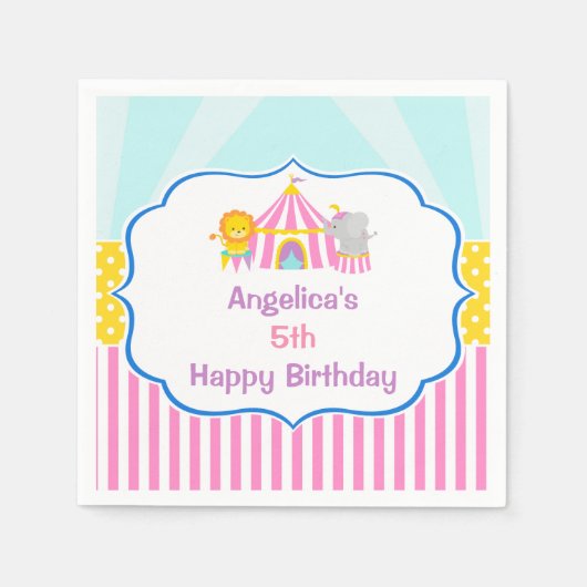 Big Top Circus Karneval Geburtstag in Rosa Serviette (Vorderseite)