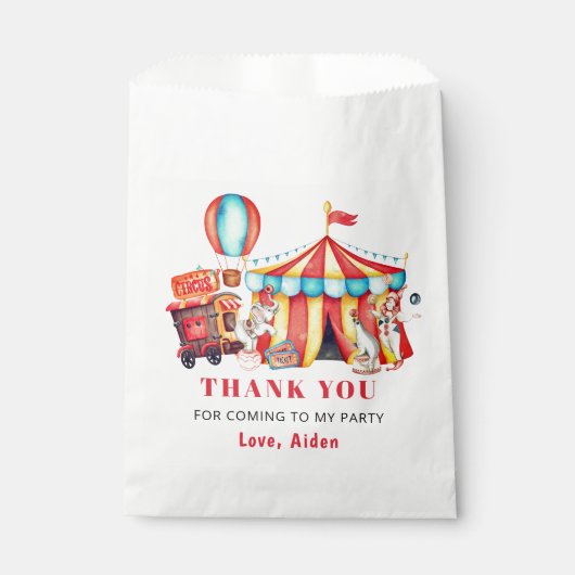 Big Top Circus Karneval Geburtstag Vielen Dank Geschenktütchen (Vorderseite)