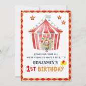 Big Top Circus Karneval Junge 1. Geburtstag  Einladung (Rückseite)