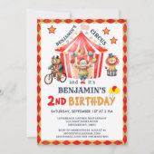 Big Top Circus Karneval Junge 2. Geburtstag  Einladung (Vorderseite)