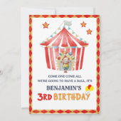 Big Top Circus Karneval Junge 3. Geburtstag  Einladung (Rückseite)