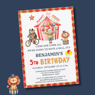 Big Top Circus Karneval Junge 5. Geburtstag Einladung
