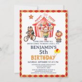 Big Top Circus Karneval Junge 5. Geburtstag Einladung (Vorderseite)