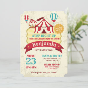 Big Top Circus Karneval Vintag Geburtstagsparty Einladung