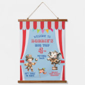 Big Top Circus Thema Geburtstag Wandteppich Mit Holzrahmen (Vorderseite)