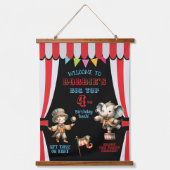 Big Top Circus Thema Geburtstag Wandteppich Mit Holzrahmen (Vorderseite)