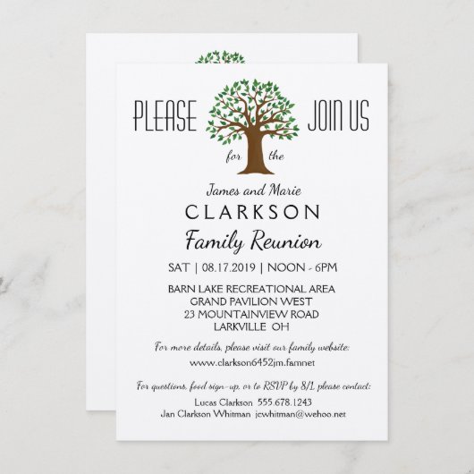 Big Tree Family Wiedersehen-Infos als Einladung (Vorne/Hinten)