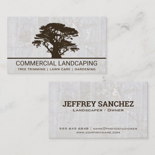 Big Tree Logo | Hintergrund des weißen Felsens Visitenkarte (Vorne/Hinten)