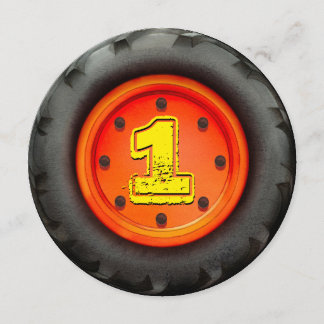Big Truck Wheel 1. Geburtstag Party Einladung