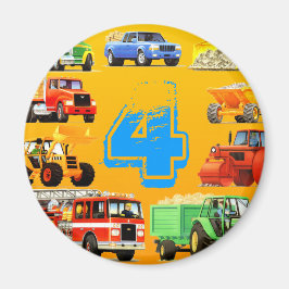 Big Trucks 4. Geburtstag Magnet