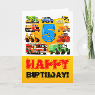 Big Trucks 5th Birthday Karte