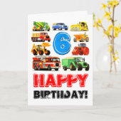 Big Trucks 6. Geburtstag Karte (Gelbe Blume)