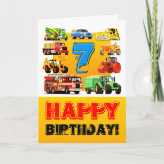 Big Trucks 7. Geburtstag Karte