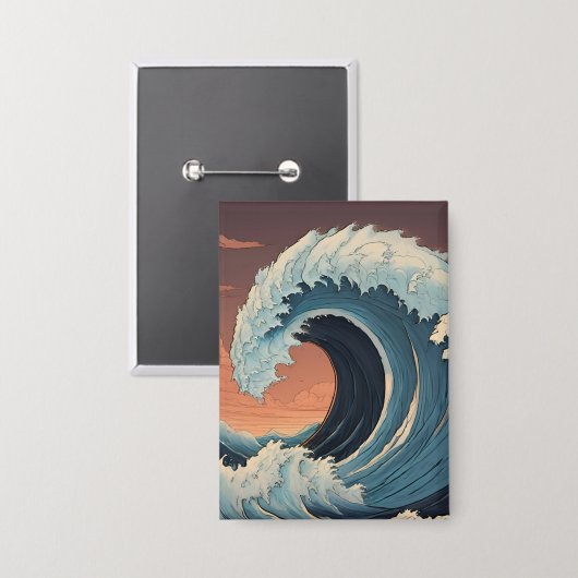 Big Tsunami Wave Button (Vorderseite/Rückseite)