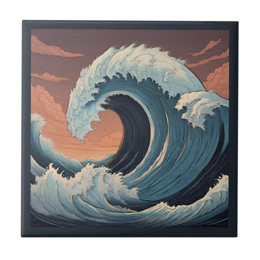 Big Tsunami Wave Fliese (Vorderseite)