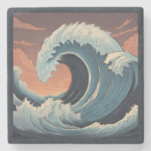 Big Tsunami Wave Steinuntersetzer